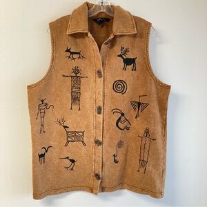 Brown Vest with Black Tribal Patterns